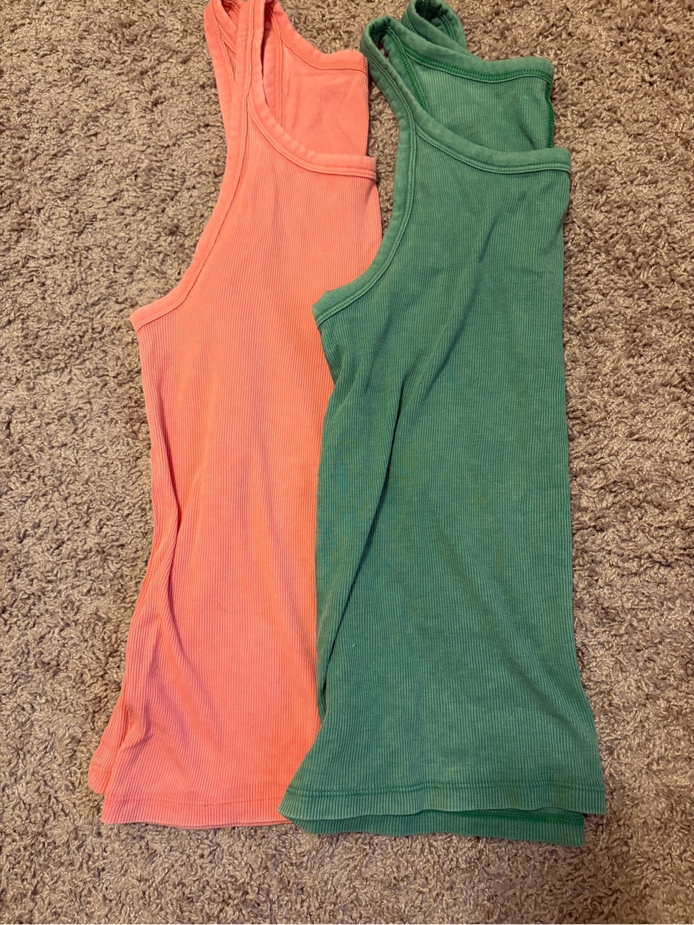 *2 PK* Aerie Soft Ribbed Tank Top Coral and Green